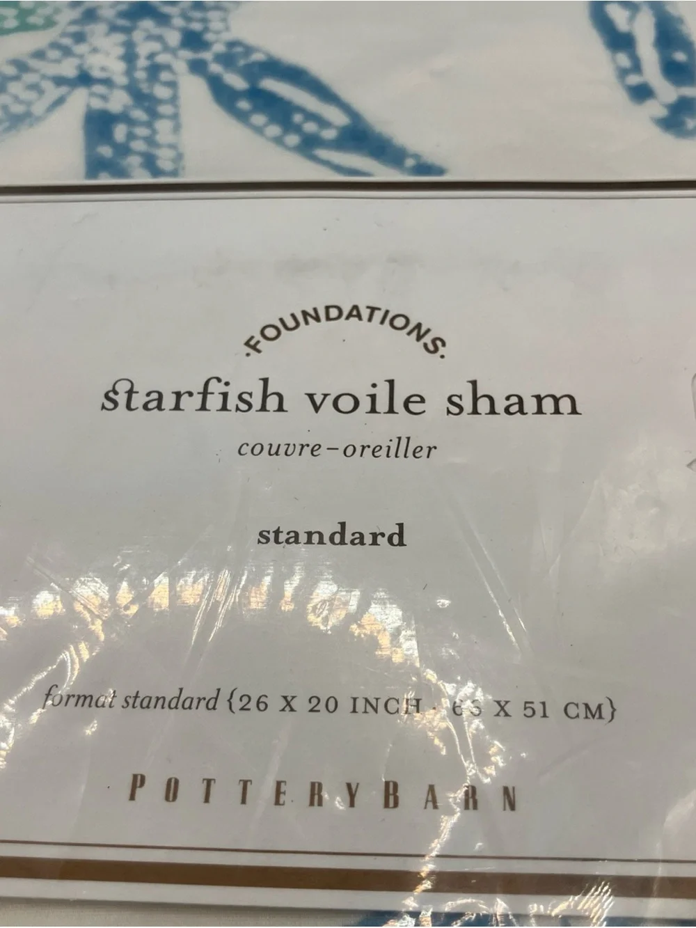 Pottery Barn standard pillow shams set of 2 , cotton , Starfish Coastal Motif